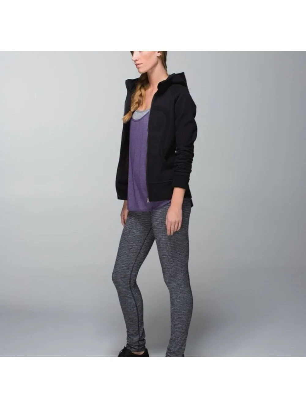 Lululemon Skinny Groove Pant Coco Pique Black / Black EUC